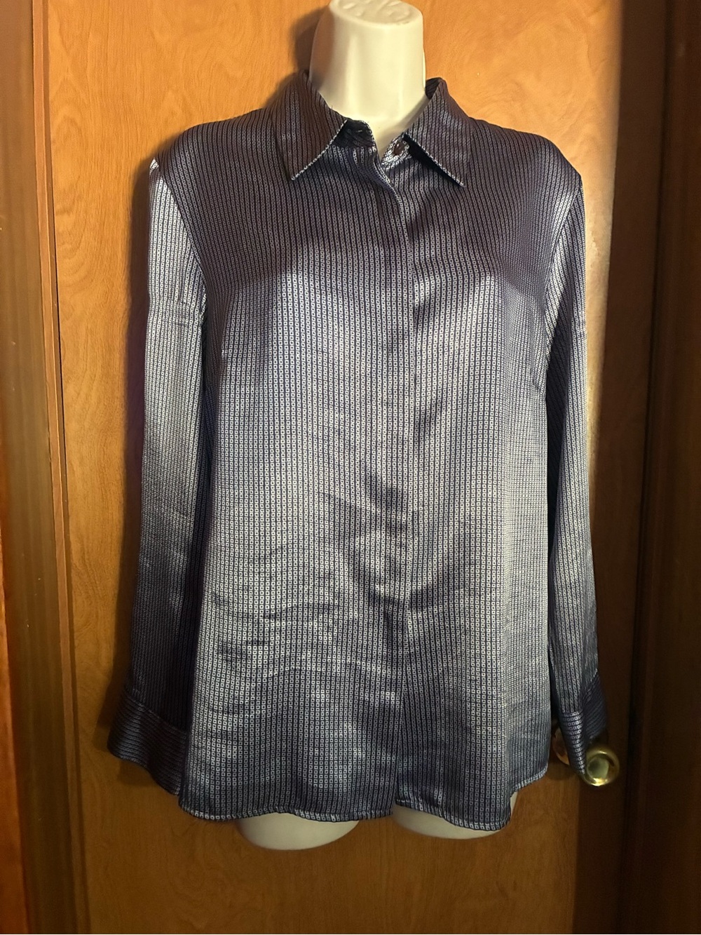 Norton McNaughton Women’s Satin Button-Up Shirt 12P Business Work